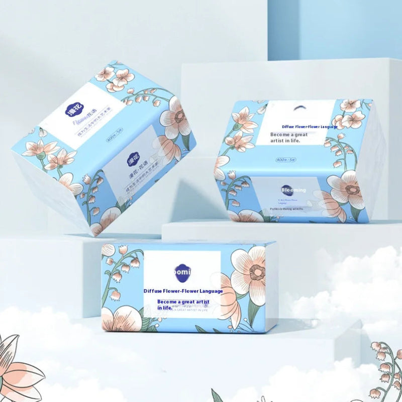 Blooming 5-Layer Tissue Paper – Thick Flexible Blue Floral Tissue Pack