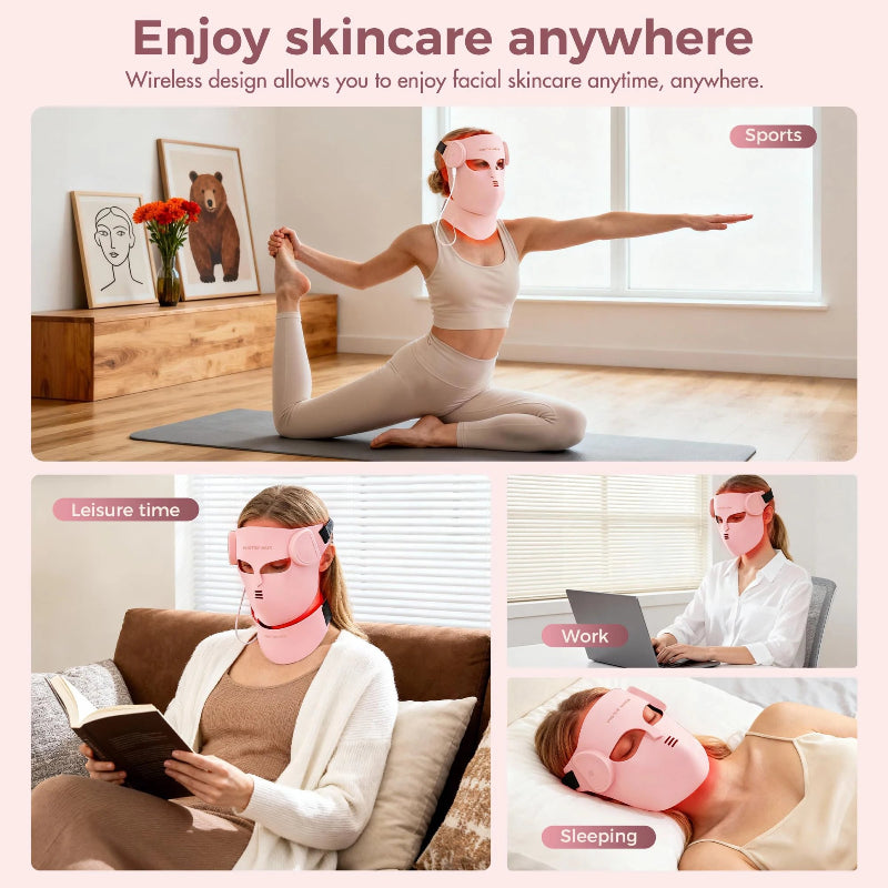 Portable Silicone LED Face Mask – 8 Color LED Red Light & Near Infrared Therapy Facial Mask for Skin Care