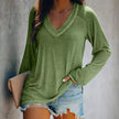 Women's Casual V-Neck Long Sleeve T-Shirt – Loose Lightweight Top