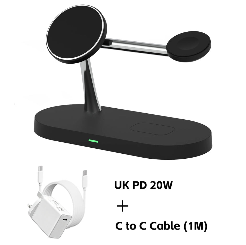 3-in-1 Magnetic Wireless Charger Stand – Fast Charging Station for iPhone, Apple Watch & AirPods