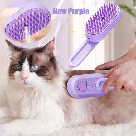 3-in-1 Electric Steamed Dog & Cat Brush – Essential Oil Spray, Massage & Pet Hair Grooming Tool