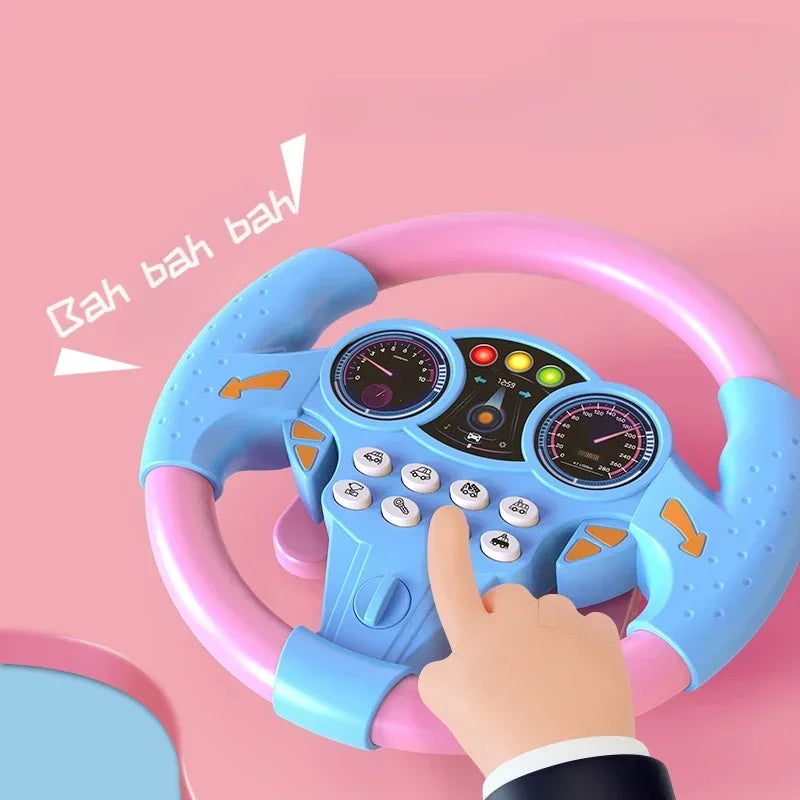 Infant Simulation Steering Wheel Toy with Light Sound Effects Kids Early Education Driving Toy for Stroller Car Play
