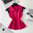 Colorful Zip-Up Collar Knit Tops by Sing Reiny