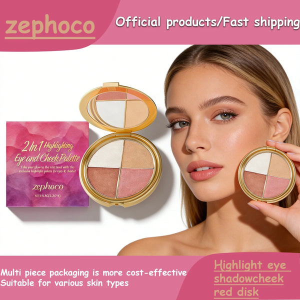 Zephoco Highlighting Palette: 2-in-1 Eye and Cheek Makeup Solution