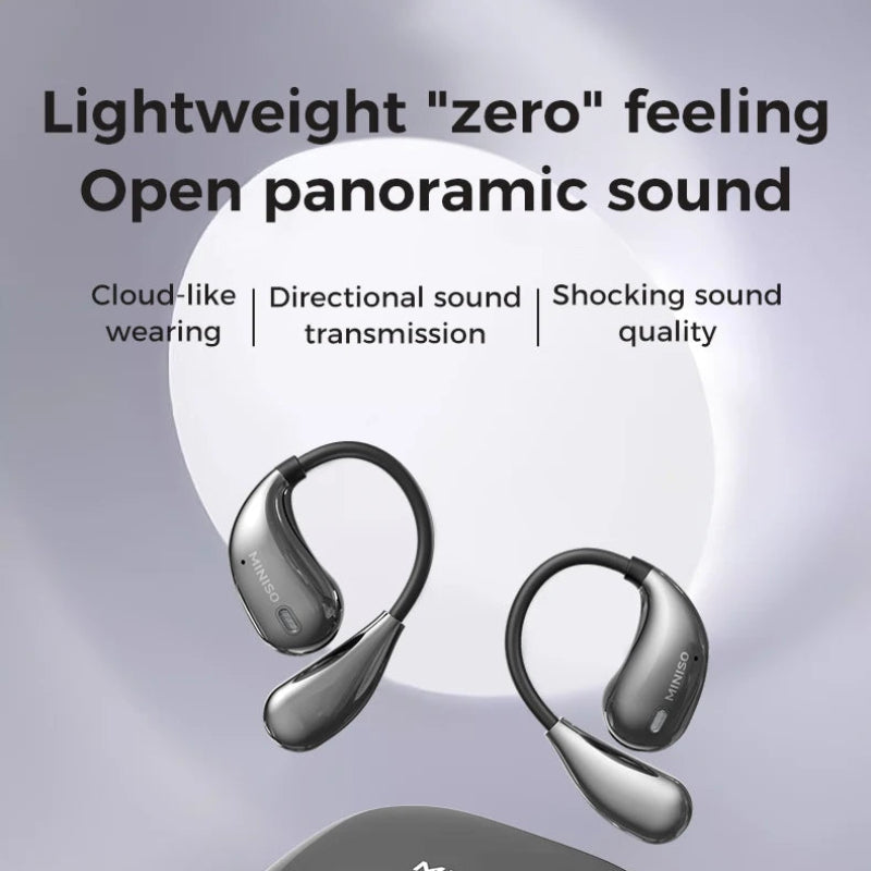 MINISO X33 Bluetooth Open-Ear Wireless Earbuds with AI Smart Translation, 50H Battery Life & Noise Cancellation