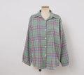 Women's Plaid Button-Up Shirt – Long Sleeve Loose Fit Casual Blouse