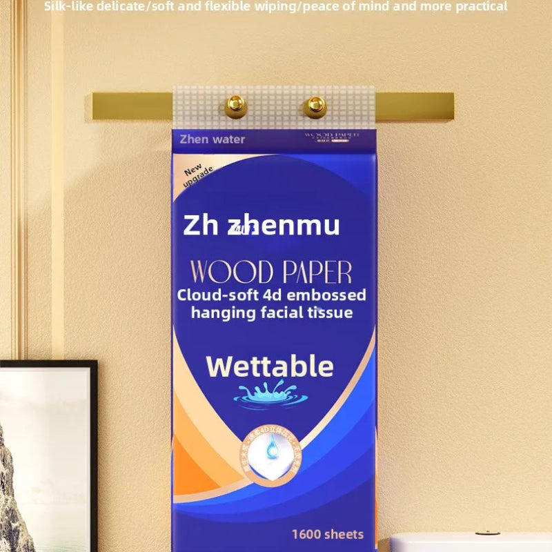Zhen Mu Wood Paper Hanging Tissue 1600 Sheets – Water-Resistant Cloud Soft 4D Embossed Tissue