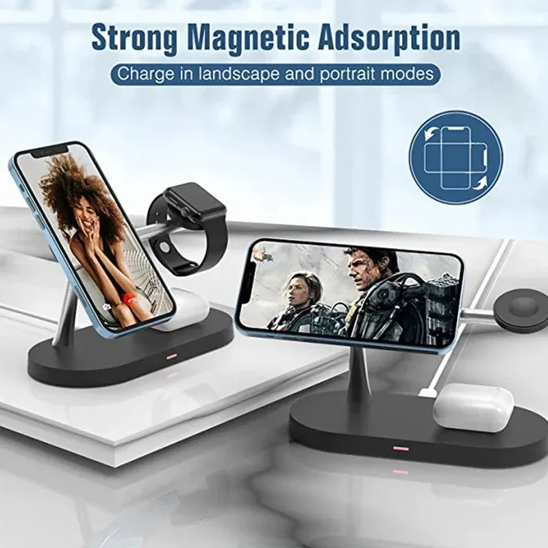 3-in-1 Magnetic Wireless Charger Stand – Fast Charging Station for iPhone, Apple Watch & AirPods