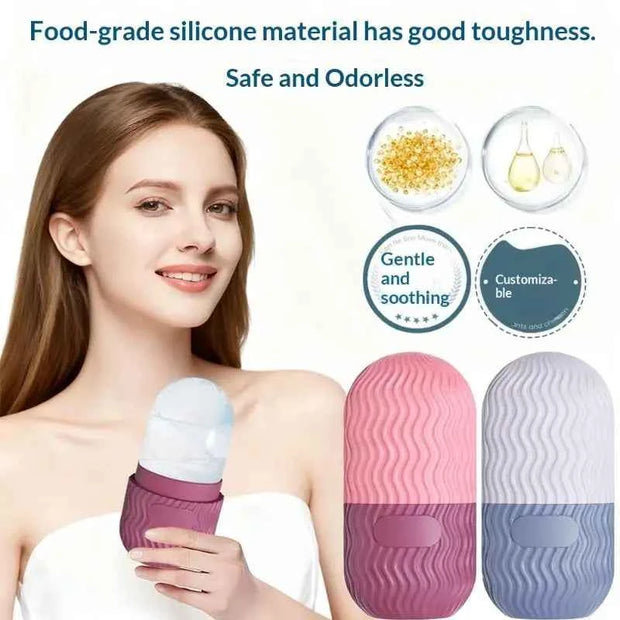 「Silicone Cube Tray Shape Face Facial Ice Roller Massage Face Massage Roller Facial Reusable Ice Face Roller Skincare Tool」