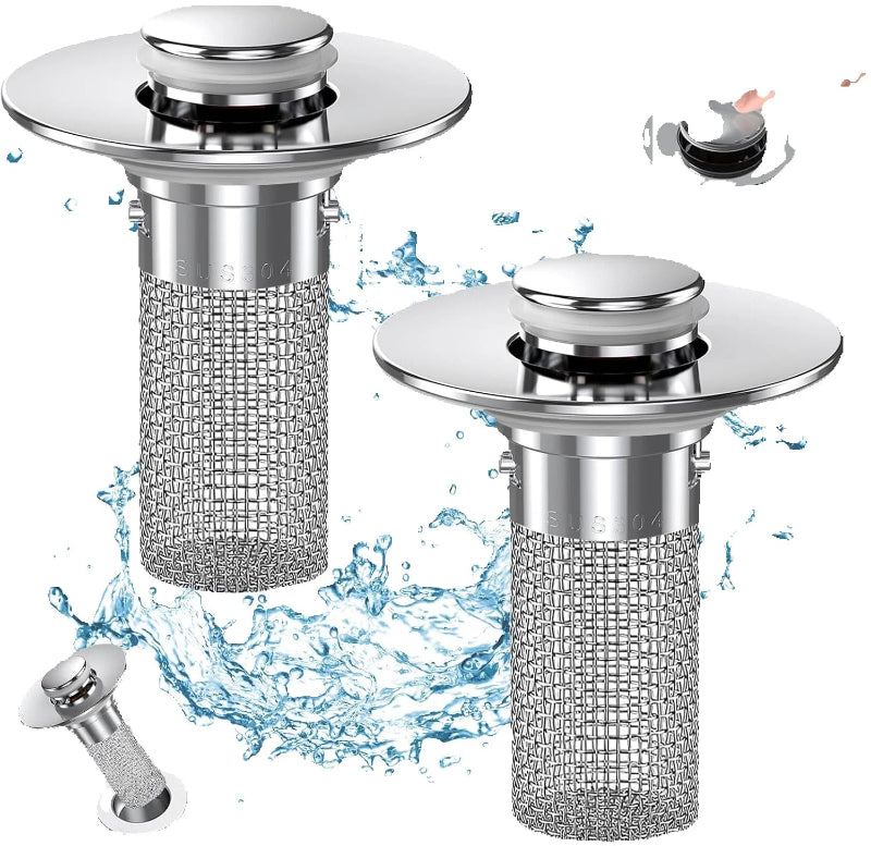 Stainless Steel Sink Drain Filter with Pop-Up Design and Mesh Strainer