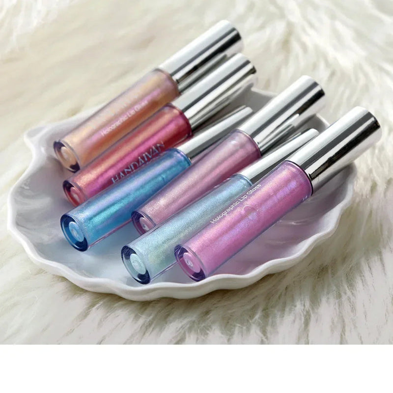 6 Colors Laser Holographic Lip Gloss – Mermaid Glitter Waterproof Metallic Liquid Lipstick