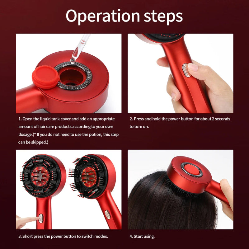 Electric Scalp Massage Comb with Light Therapy & Oil Applicator