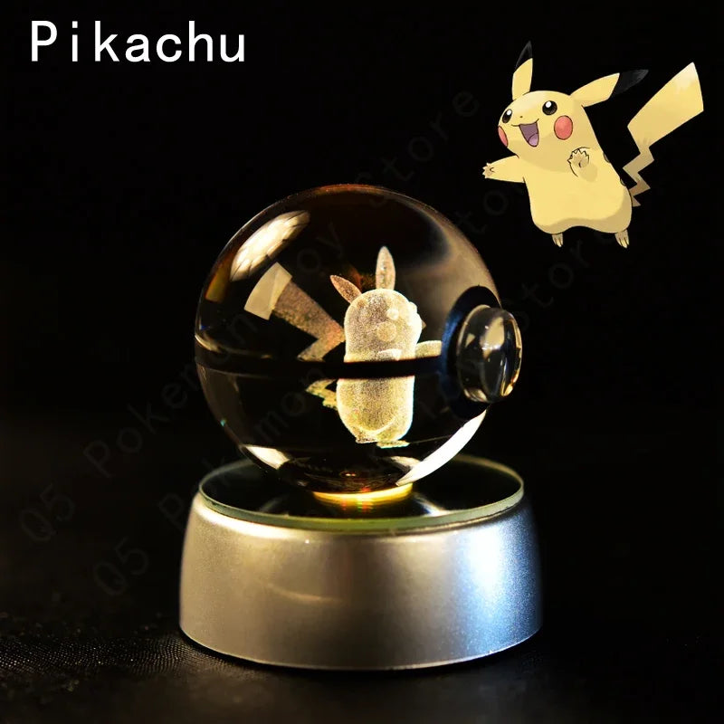 3D Pokémon Crystal Ball 5cm with Multicolor LED Base