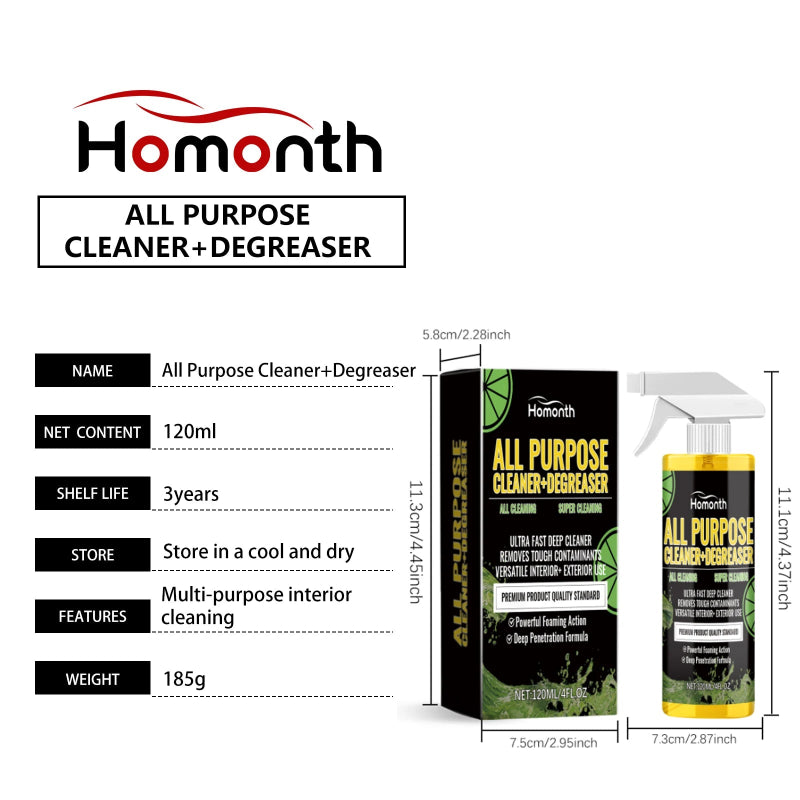 120ml Multi-Purpose Car Cleaner Degreaser Spray – Interior & Exterior Dirt and Grease Remover