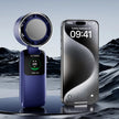 100-Speed Folding Handheld Cooling Fan with TEC Ice Cooling, LED Display & Neck-Hanging Design