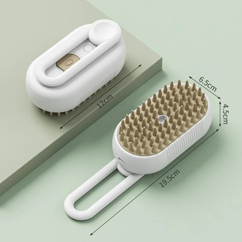 3-in-1 Electric Steamed Dog & Cat Brush – Essential Oil Spray, Massage & Pet Hair Grooming Tool