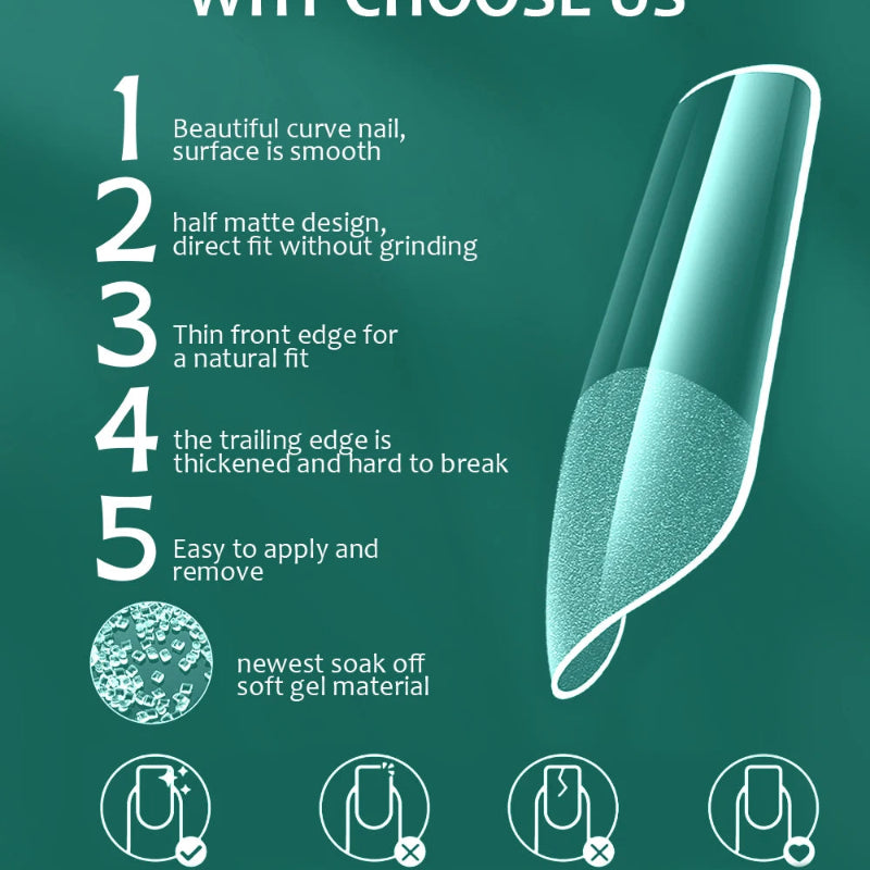 Nailpop Half Matte Gel Nail Tips – 600 Pieces Box, 12 Sizes