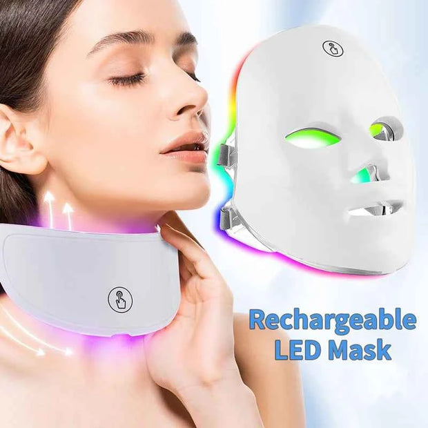 LED Face & Neck Mask Rechargeable Photon Beauty Machine Skin Care Rejuvenation Device