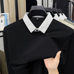 Men's Fake Two-Piece Polo Shirt – Long Sleeve Collar Knit Top Casual Fashion Sweater