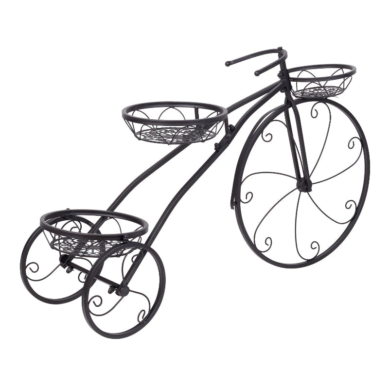 Decorative Bicycle-Shaped Metal Plant Stand with Multiple Pot Holders