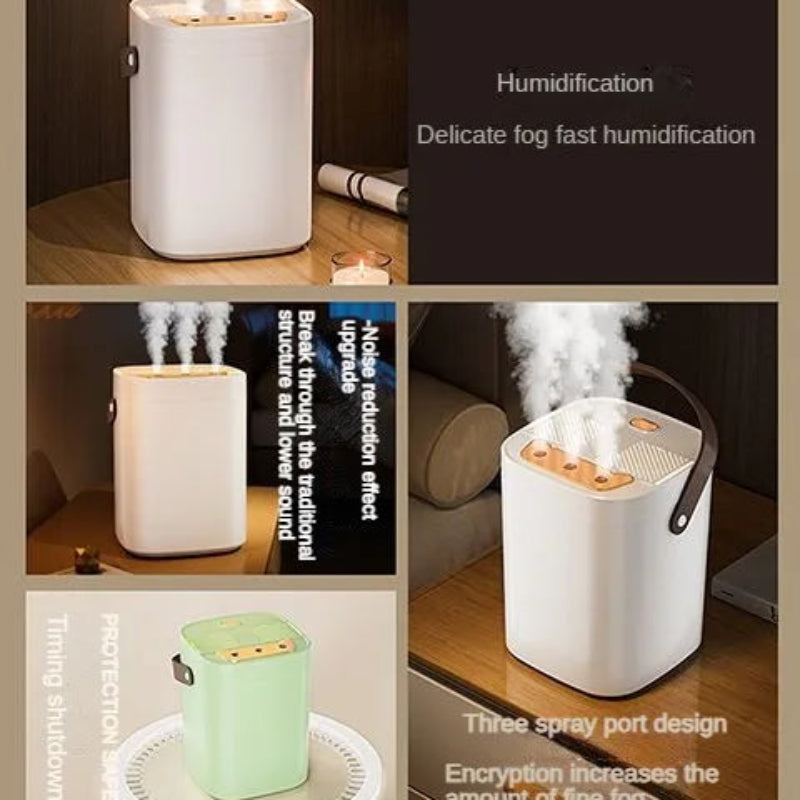 1.8L Large Capacity Humidifier with Three Nozzle Spray, Night Light & Double Filter Aromatherapy Mist Machine for Bedroom, Car & Home