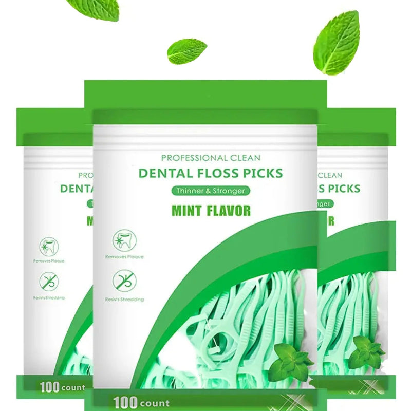 500pcs Mint Mouth Dental Floss – Disposable Interdental Cleaning Floss Sticks