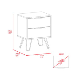 Nightstand Skyoner 2, Harpin Legs, Two Drawers, Light Oak Finish