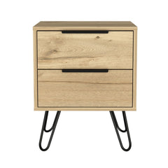 Nightstand Skyoner 2, Harpin Legs, Two Drawers, Light Oak Finish