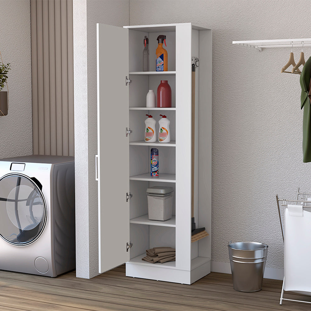 Storage Cabinet, One Door and Shelves, White Finish