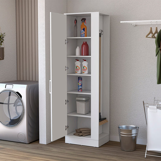 Storage Cabinet, One Door and Shelves, White Finish