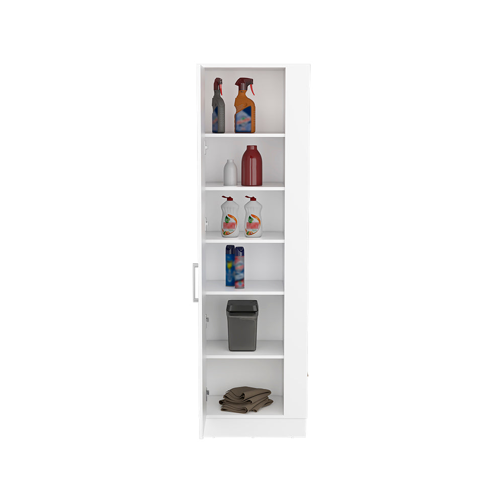 Storage Cabinet, One Door and Shelves, White Finish