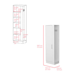 Storage Cabinet Manika, One Door and Shelves, White Finish