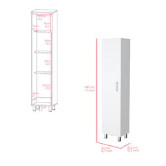 Storage Cabinet, Four Shelves, White Finish