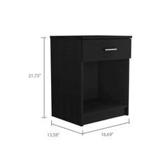 Nightstand Coco, Single Drawer, Lower Shelf, Black Wengue Finish