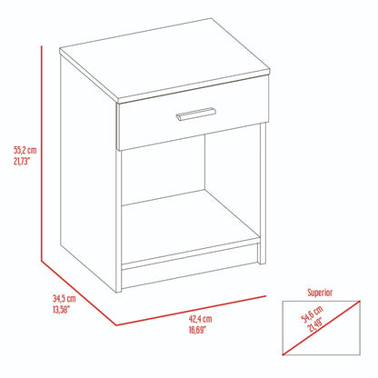 Nightstand, Single Drawer, Lower Shelf, Black Wengue Finish