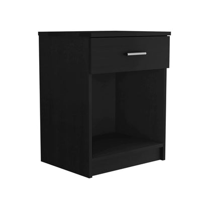 Nightstand, Single Drawer, Lower Shelf, Black Wengue Finish