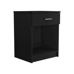 Nightstand Coco, Single Drawer, Lower Shelf, Black Wengue Finish