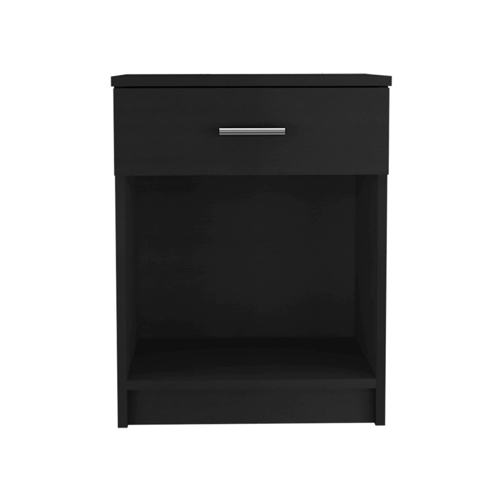 Nightstand, Single Drawer, Lower Shelf, Black Wengue Finish