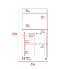 Kitchen Cart Totti, Double Door Cabinet, One Open Shelf, Two Interior