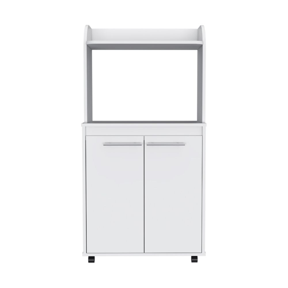 Kitchen Cart, Double Door Cabinet, One Open Shelf, Two Interior.