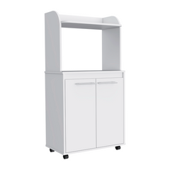 Kitchen Cart Totti, Double Door Cabinet, One Open Shelf, Two Interior