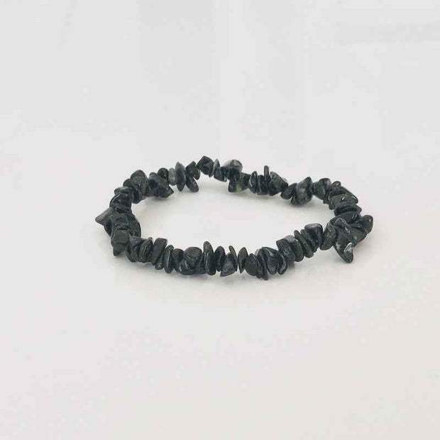Black Stone Beaded Bracelet Adjustable Stretch Design
