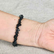 Black Stone Beaded Bracelet Adjustable Stretch Design