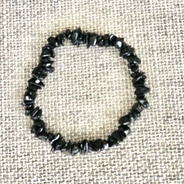 Black Stone Beaded Bracelet Adjustable Stretch Design