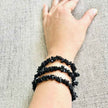 Black Stone Beaded Bracelet Adjustable Stretch Design