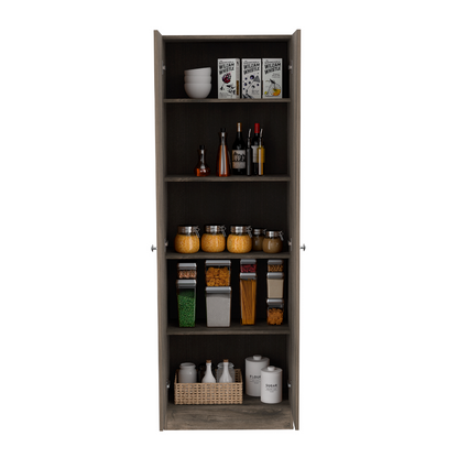 Storage Cabinet Five Shelves, Dark Brown / Black Wengue