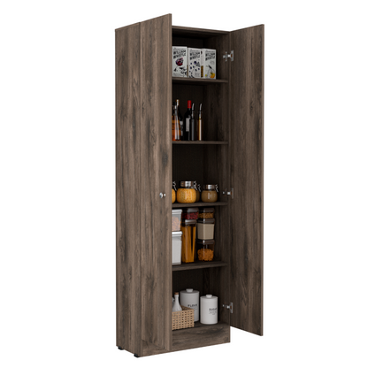 Storage Cabinet Five Shelves, Dark Brown / Black Wengue