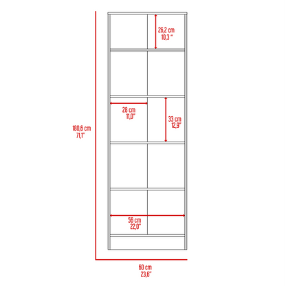 Storage Cabinet Five Shelves, Dark Brown / Black Wengue