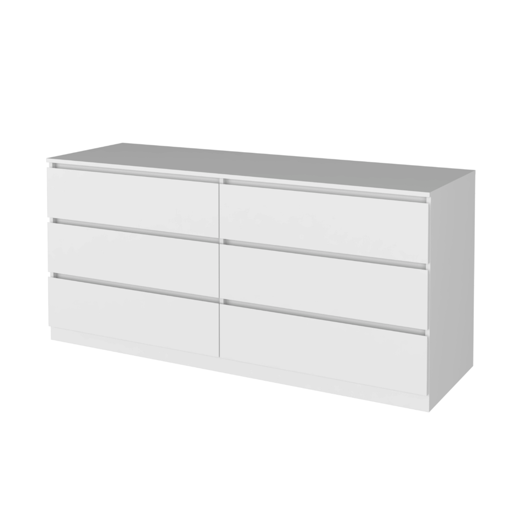 6 Drawer Double Dresser White Finish