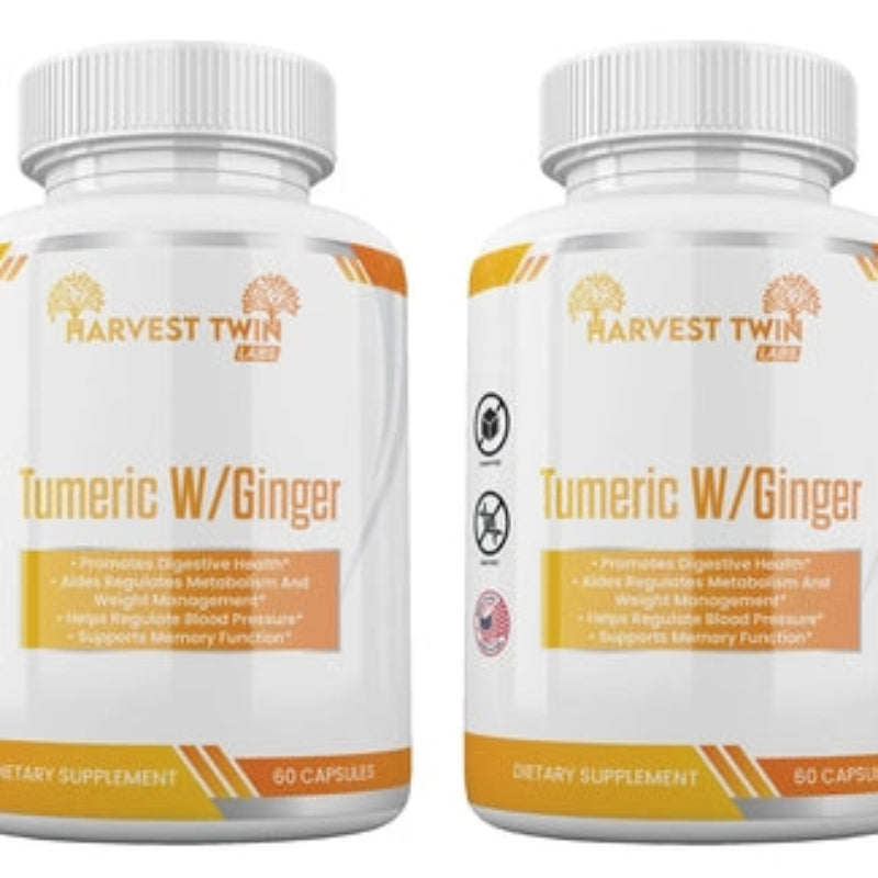 Harvest Twin Labs Turmeric W/Ginger Dietary Supplement – 60 Capsules